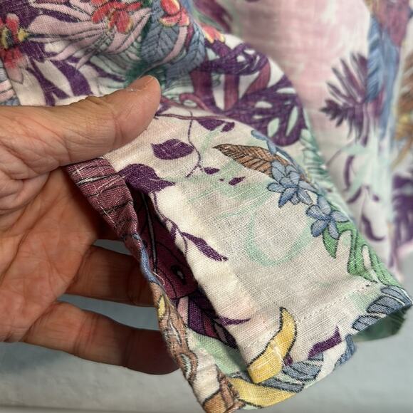 Tommy Bahama Palm Leaves Linen Shift Mini Dress Tropical Vacation Hawaiian XS - Picture 4 of 5